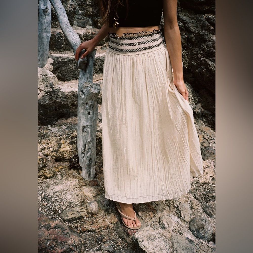 Zara Rustic Contrast Waist Skirt